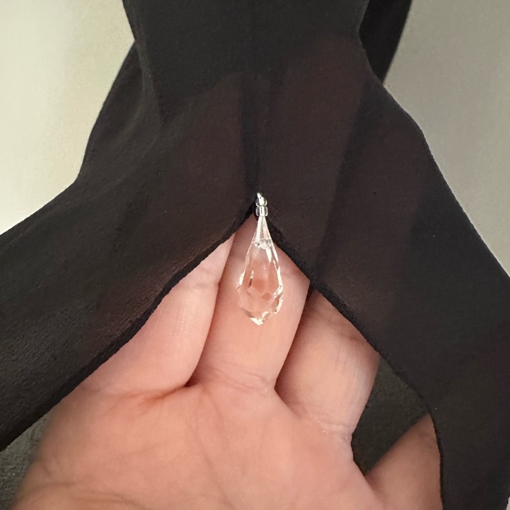 VINTAGE SILK Black, Sheer Ruffled, Asymmetrical Evening Dress Sz M - Picture 11 of 16